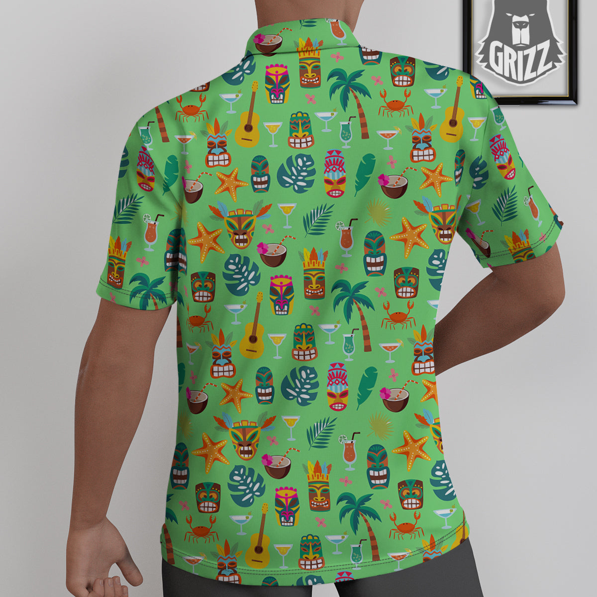Tiki Colorful Print Pattern Untucked Shirts-grizzshop