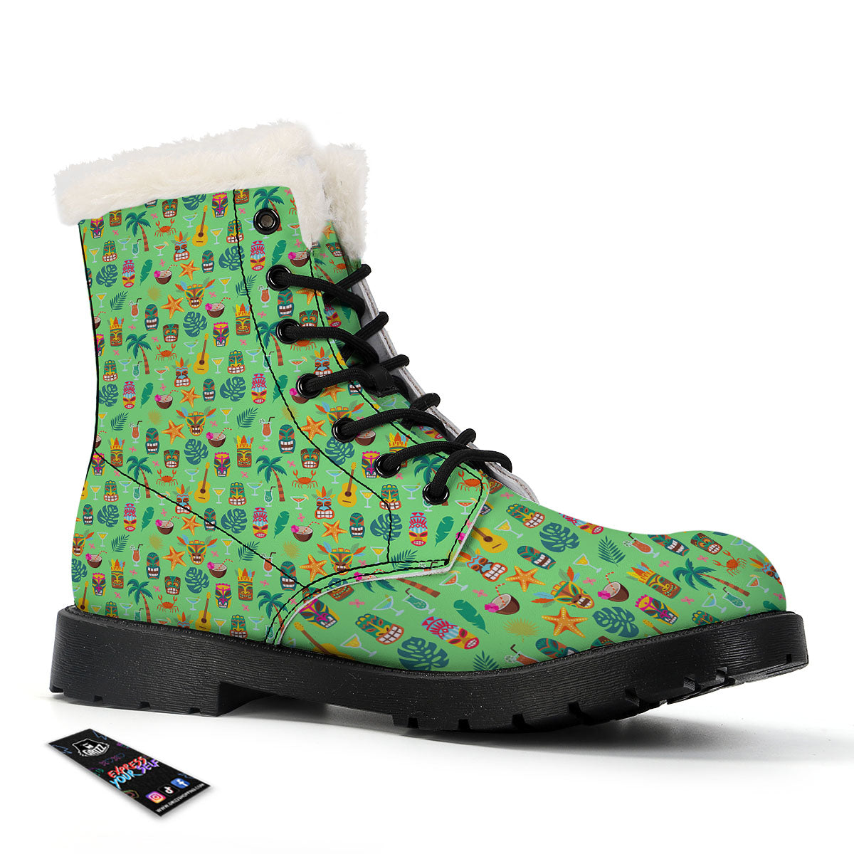 Tiki Colorful Print Pattern Winter Boots-grizzshop