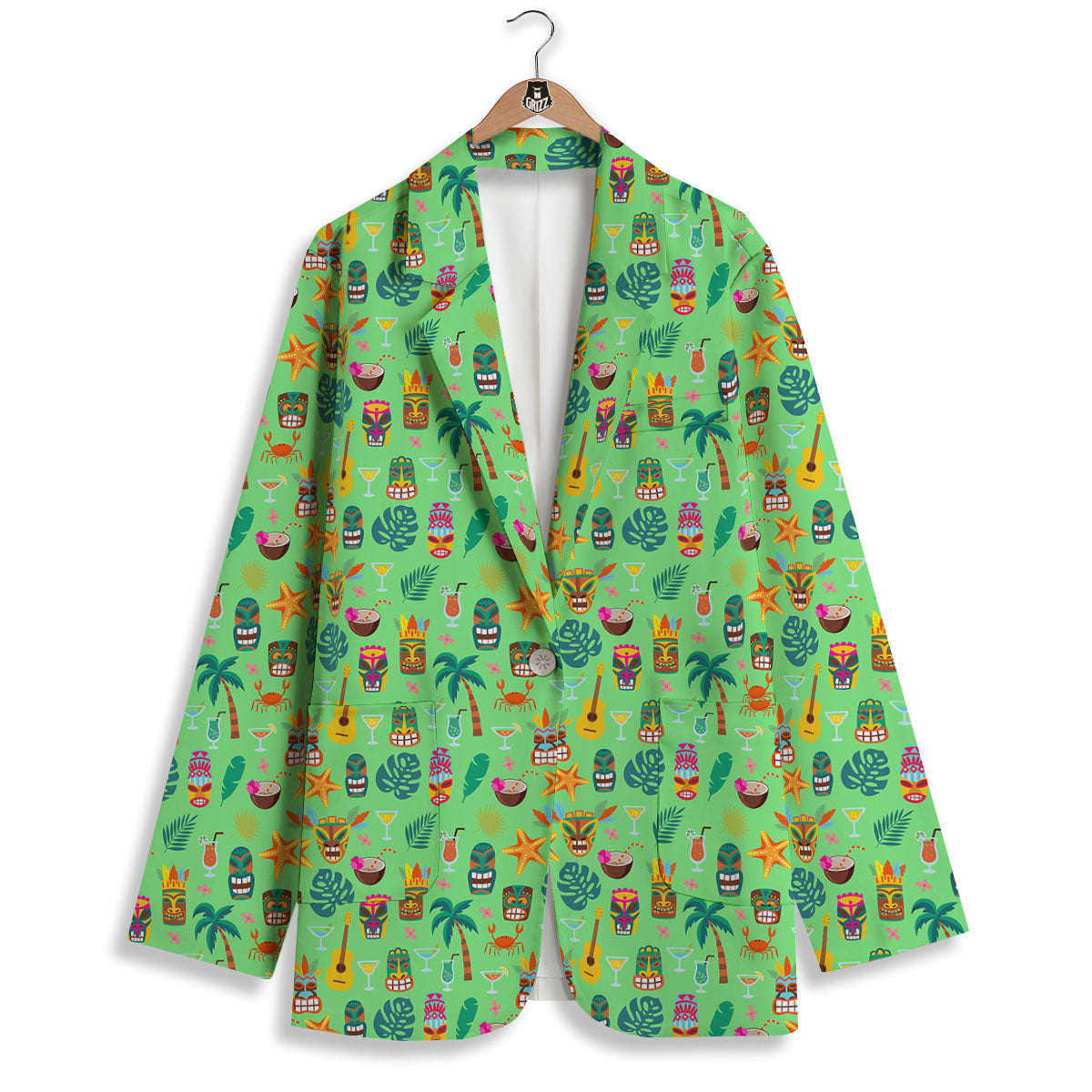 Tiki Colorful Print Pattern Women's Blazer-grizzshop