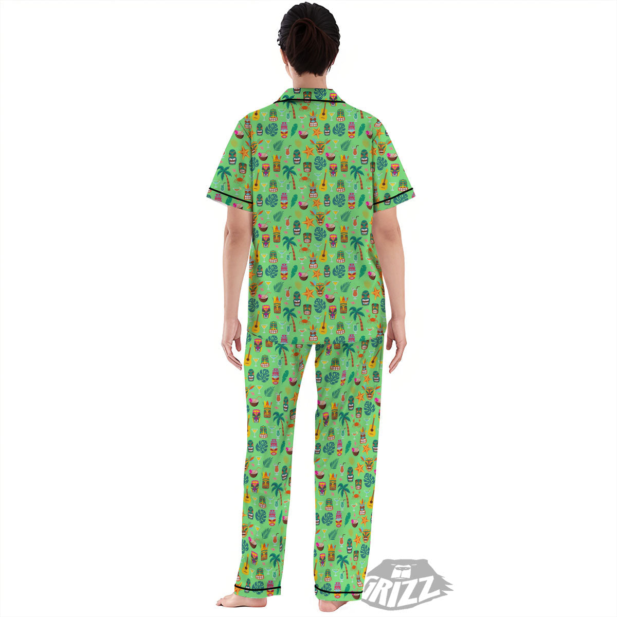 Tiki Colorful Print Pattern Women's Pajamas Set-grizzshop