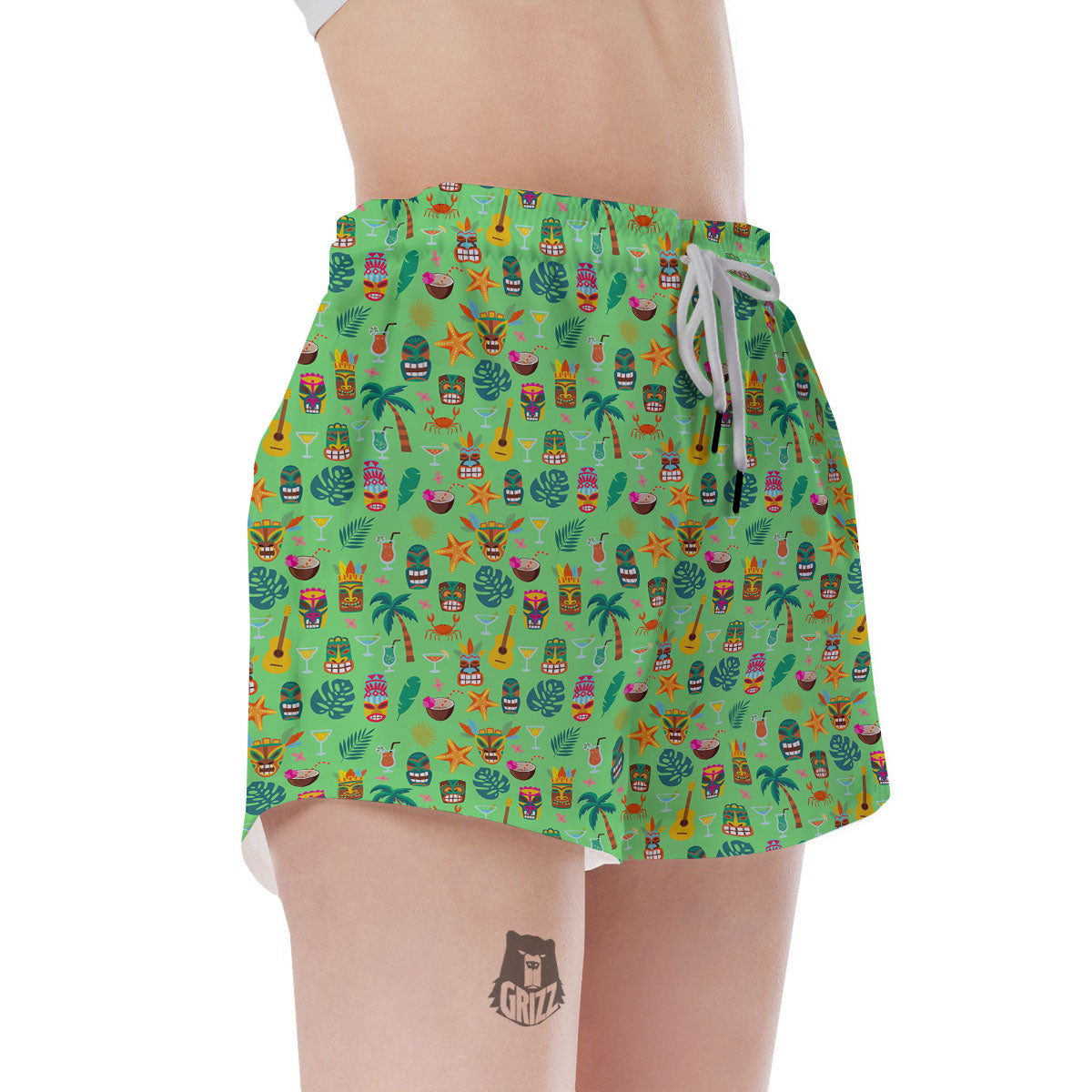 Tiki Colorful Print Pattern Women's Shorts-grizzshop