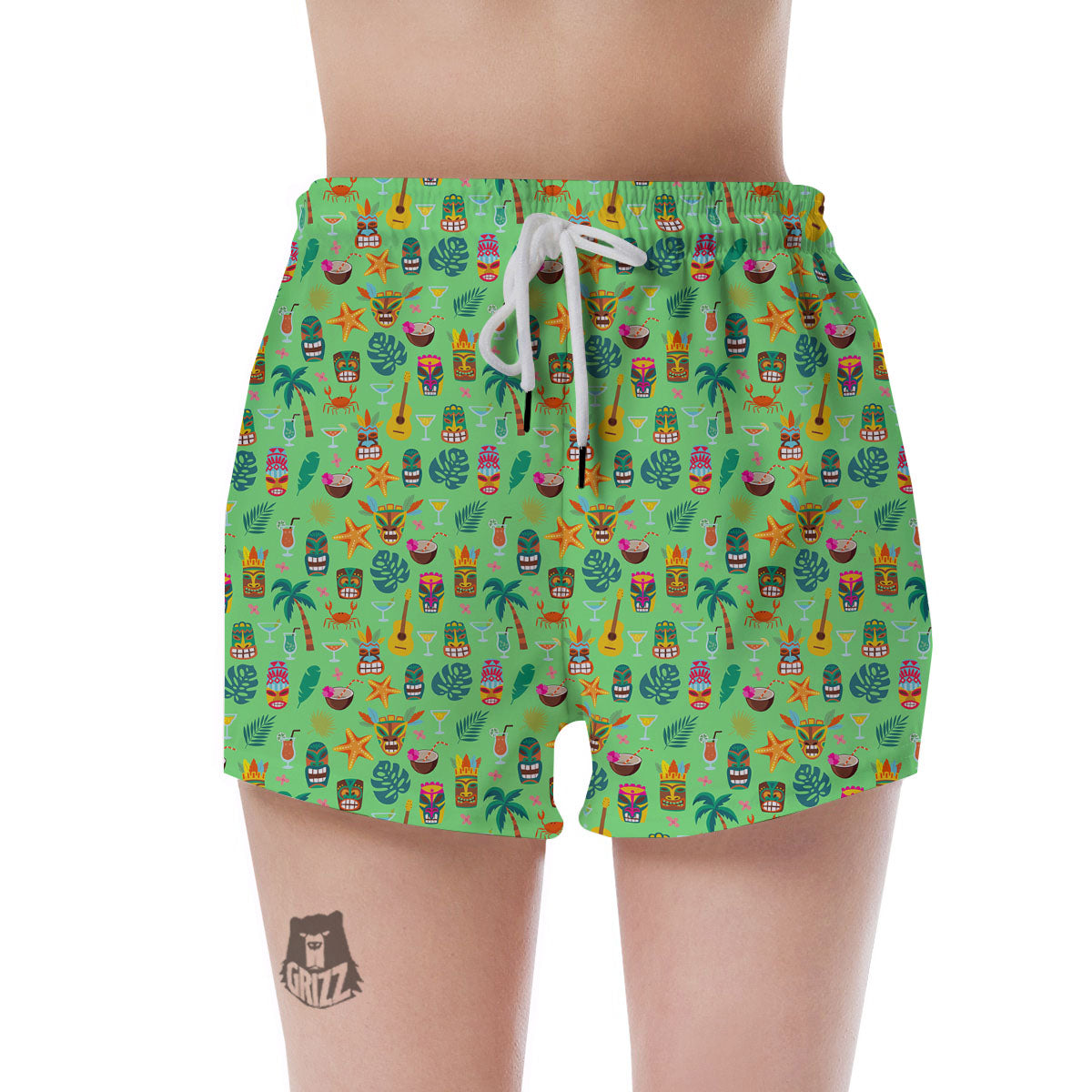 Tiki Colorful Print Pattern Women's Shorts-grizzshop