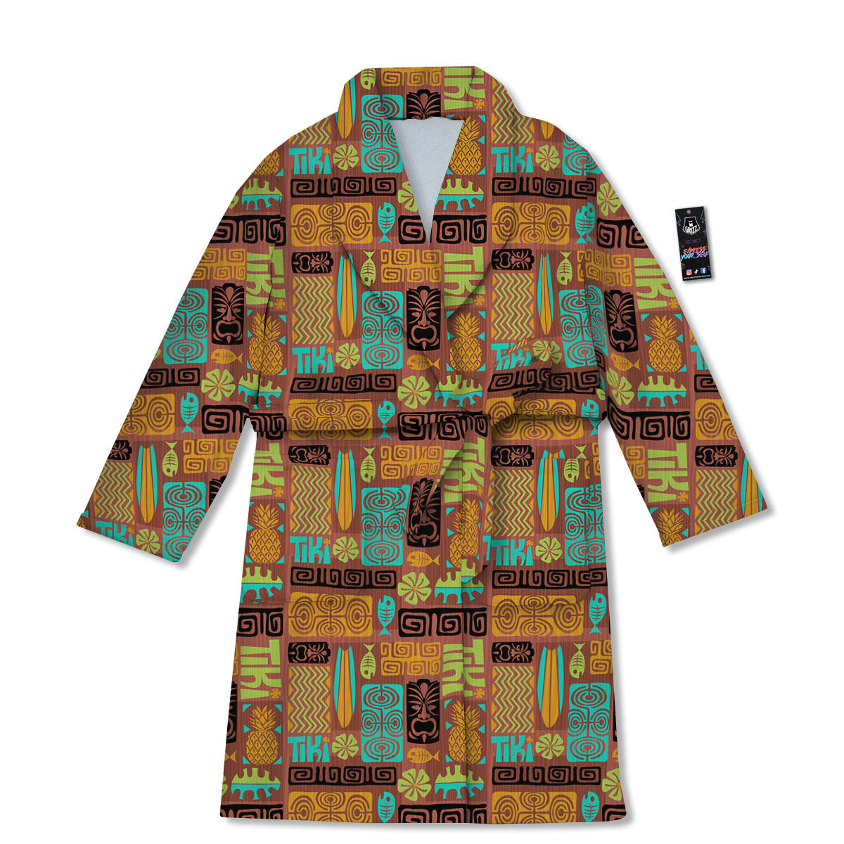 Tiki Ethnic Print Pattern Bathrobe-grizzshop