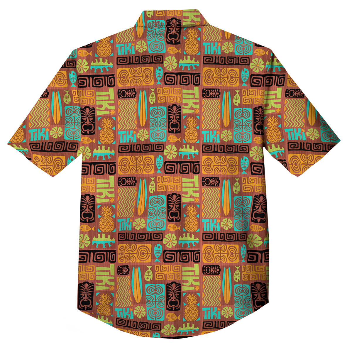 Tiki Ethnic Print Pattern Button Up Shirt-grizzshop