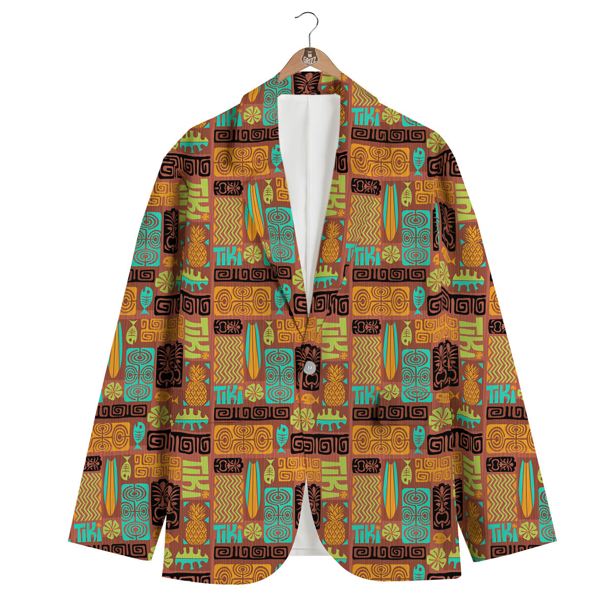 Tiki Ethnic Print Pattern Men's Blazer-grizzshop