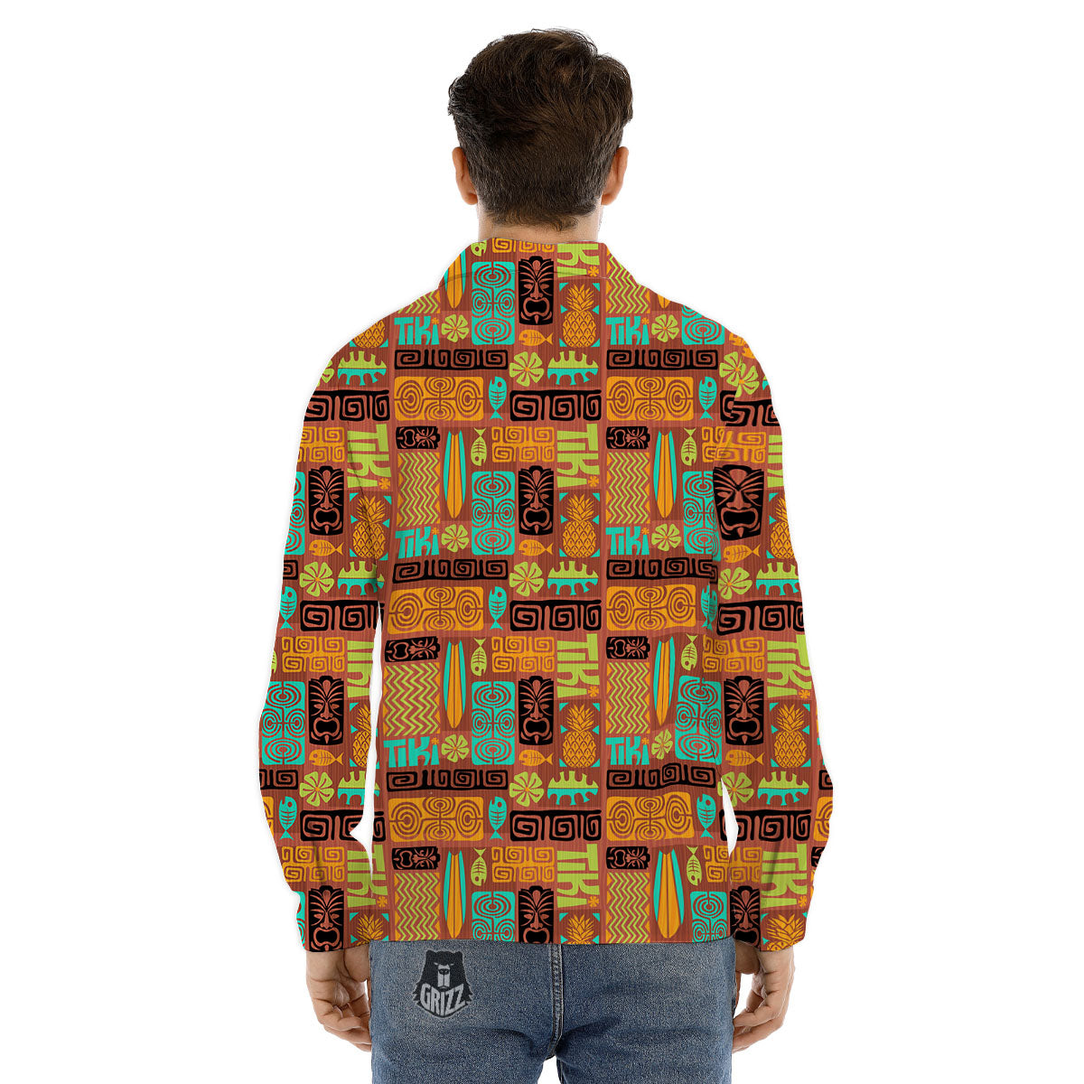 Tiki Ethnic Print Pattern Men's Dress Shirts-grizzshop