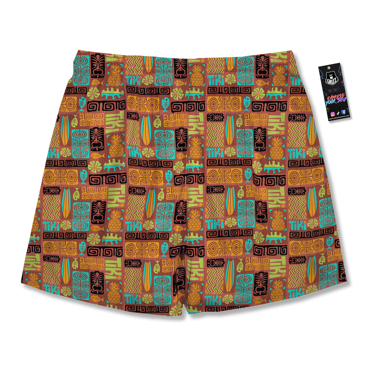 Tiki Ethnic Print Pattern Men's Running Shorts-grizzshop
