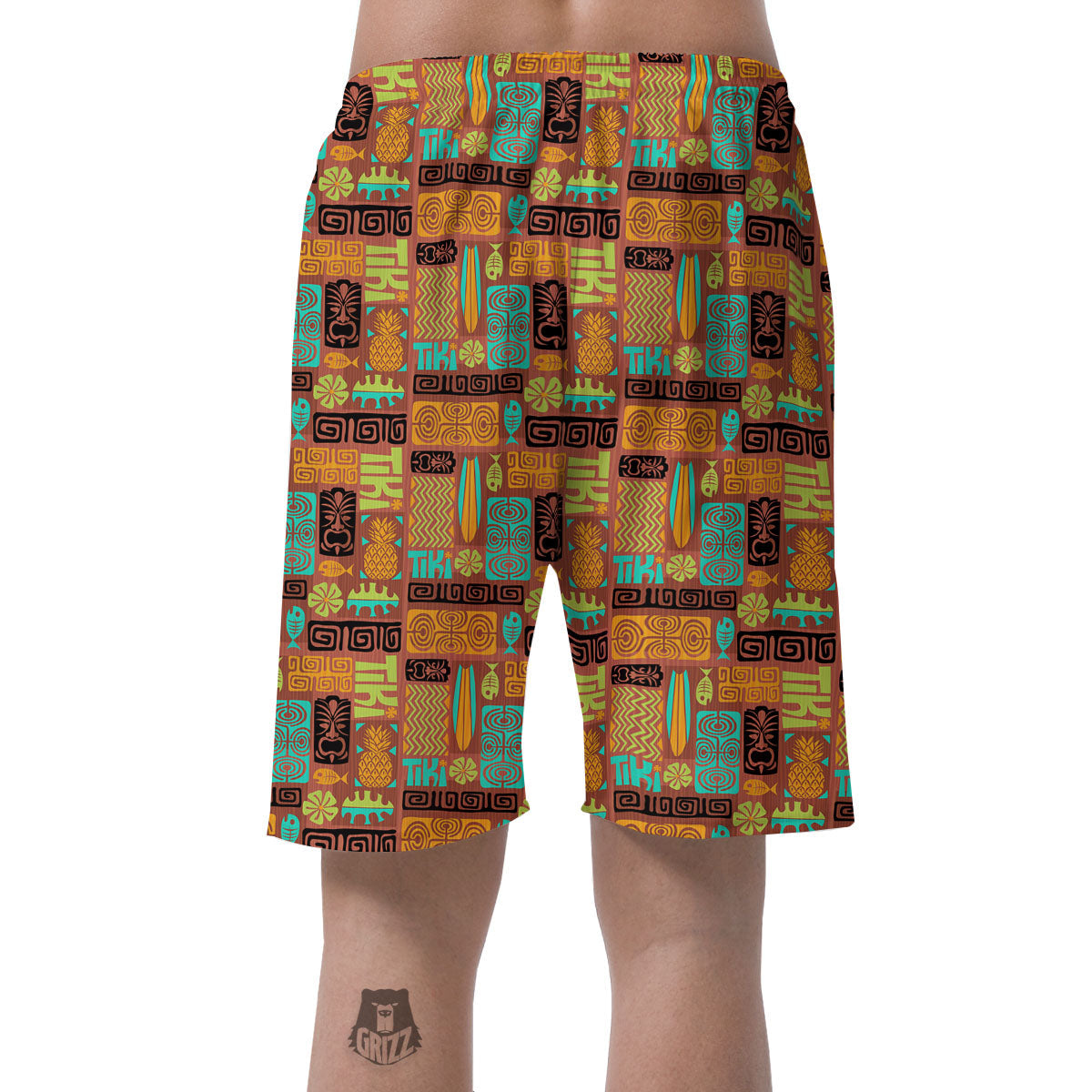Tiki Ethnic Print Pattern Men's Shorts-grizzshop