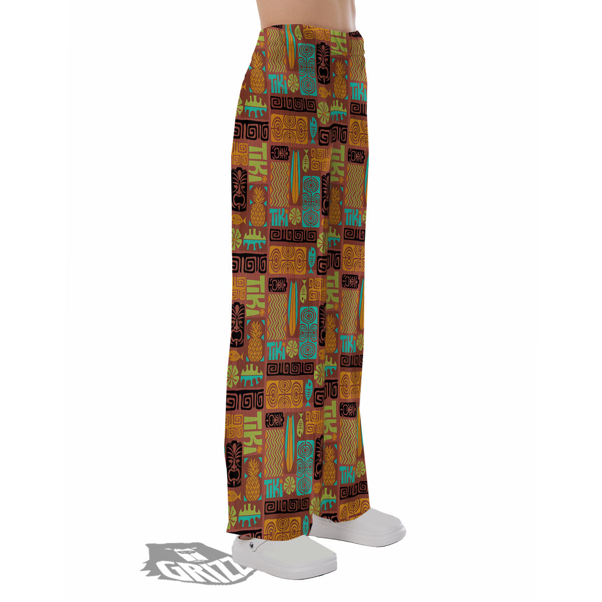 Tiki Ethnic Print Pattern Pajama Pants-grizzshop