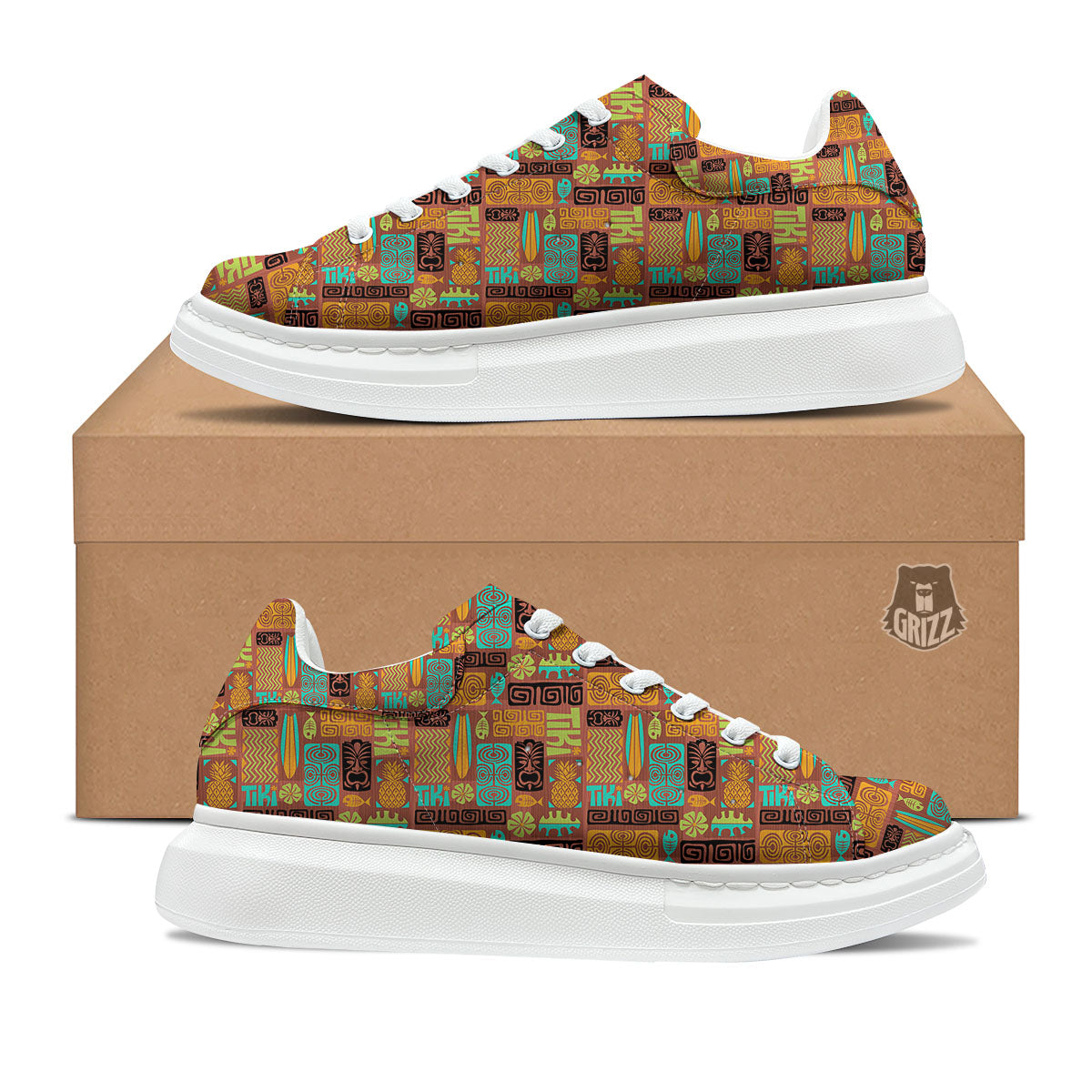 Tiki Ethnic Print Pattern Platform Shoes-grizzshop