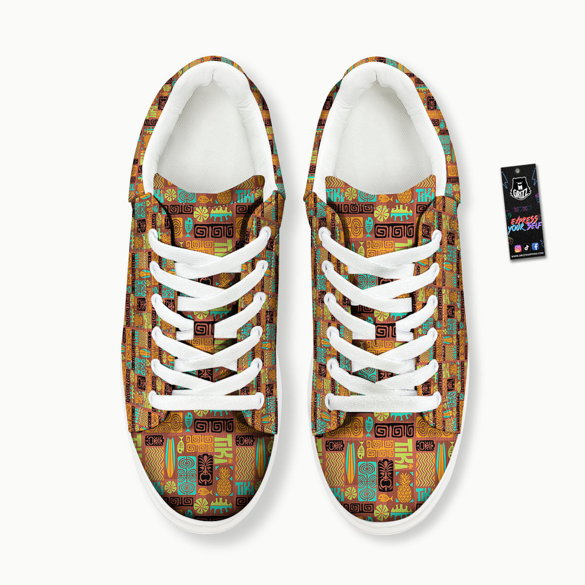 Tiki Ethnic Print Pattern Platform Shoes-grizzshop