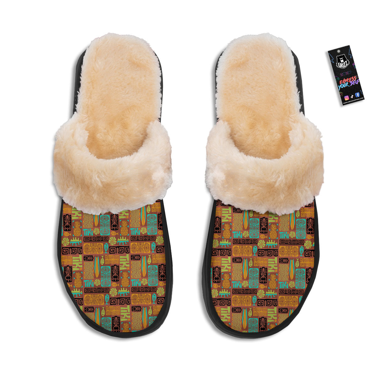 Tiki Ethnic Print Pattern Slippers-grizzshop