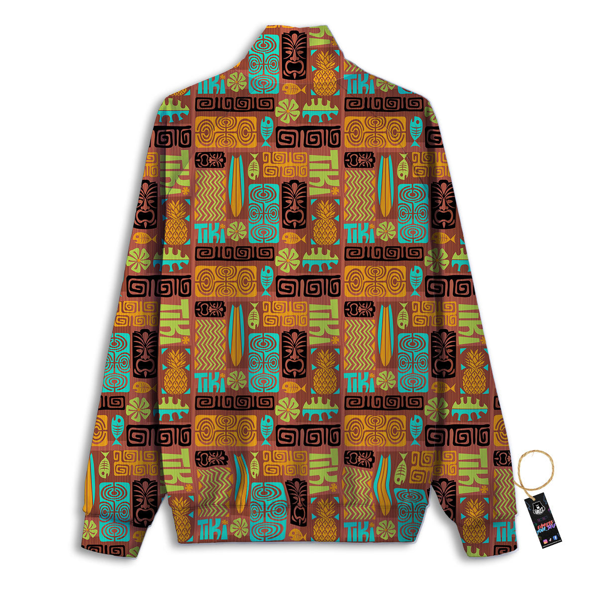 Tiki Ethnic Print Pattern Track Jacket-grizzshop