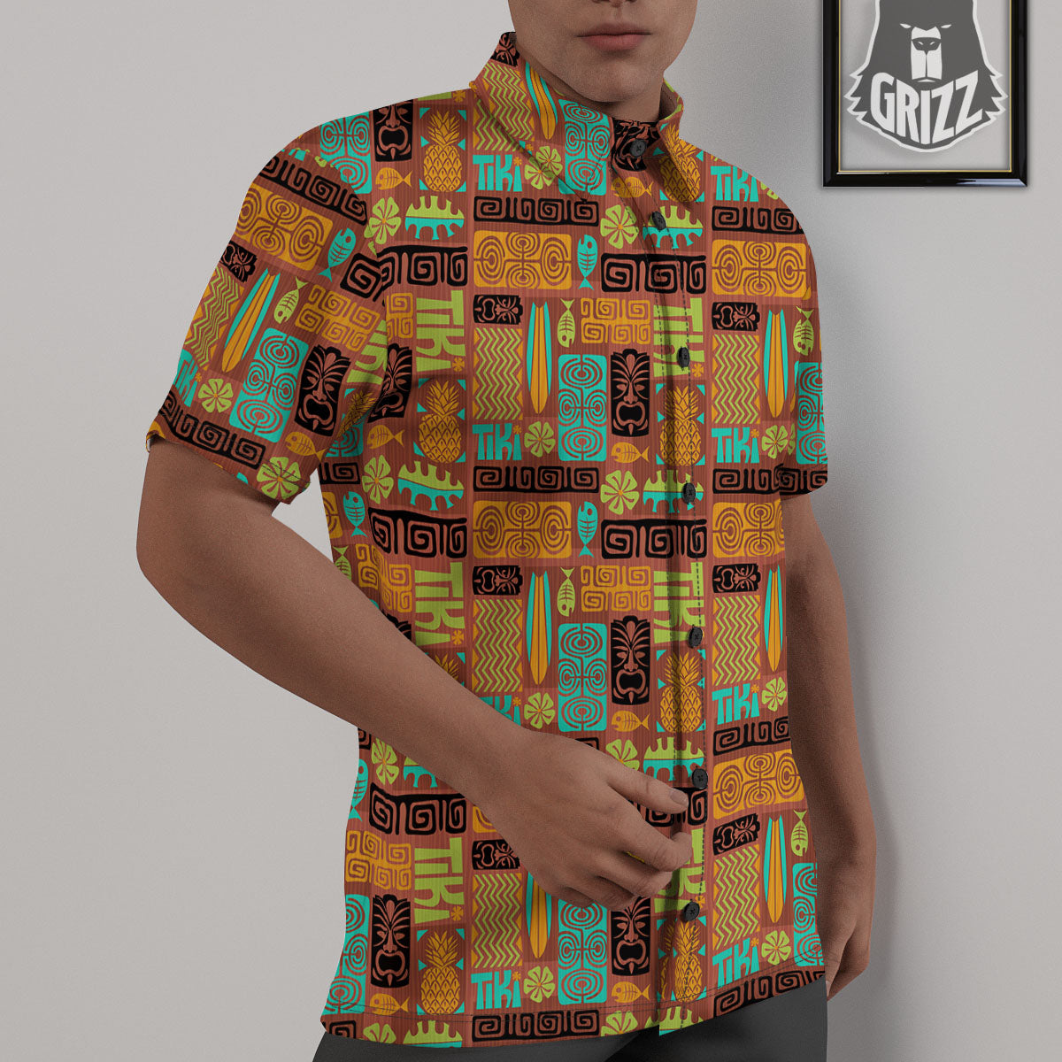 Tiki Ethnic Print Pattern Untucked Shirts-grizzshop