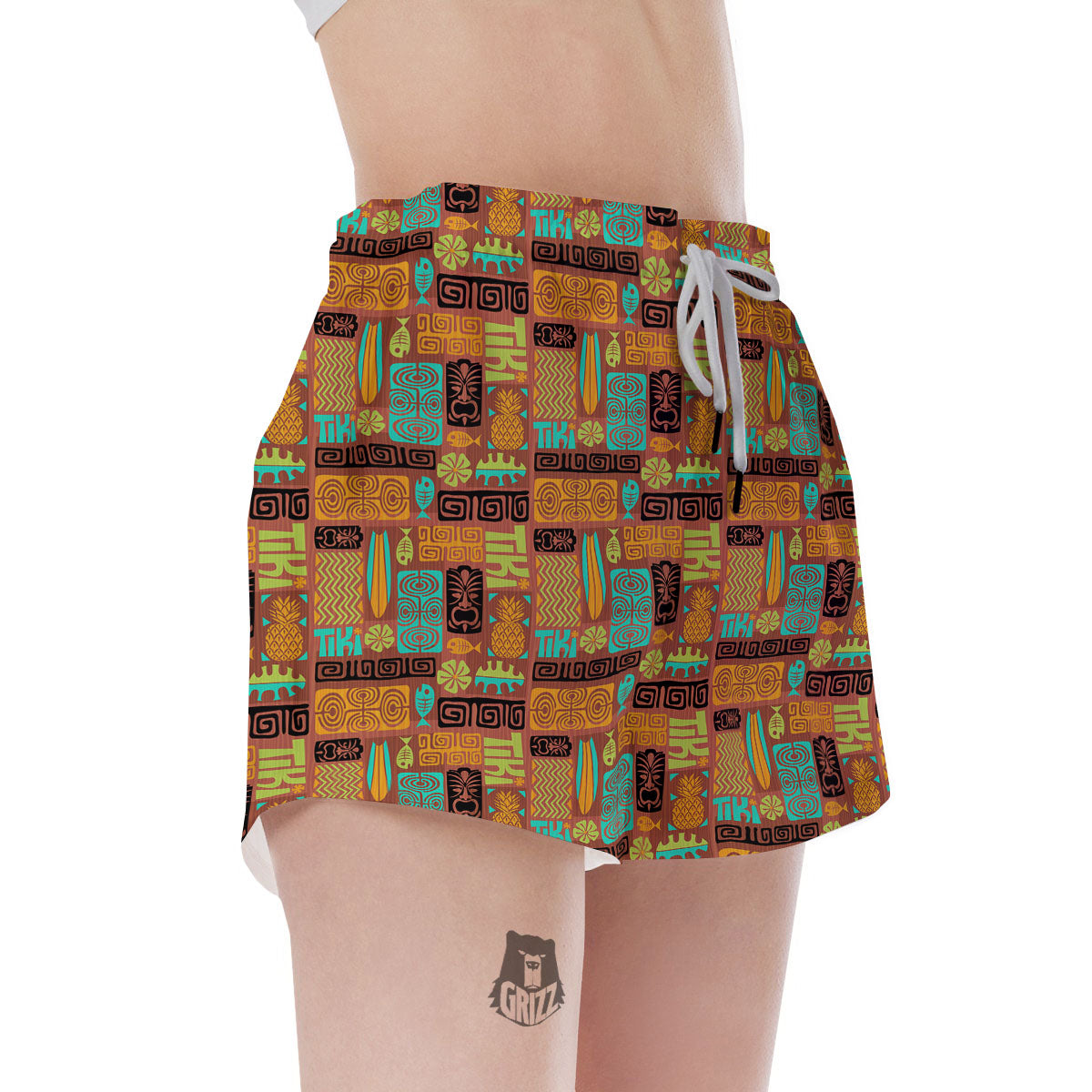 Tiki Ethnic Print Pattern Women's Shorts-grizzshop