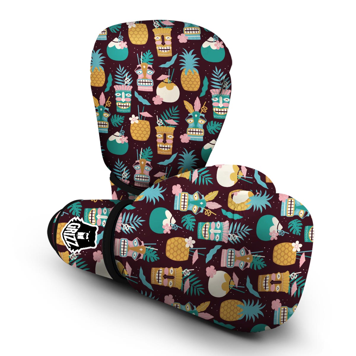 Tiki Fruit Pattern Print Boxing Gloves-grizzshop