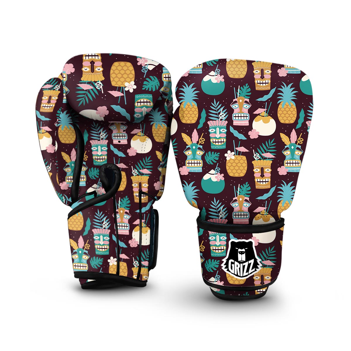 Tiki Fruit Pattern Print Boxing Gloves-grizzshop