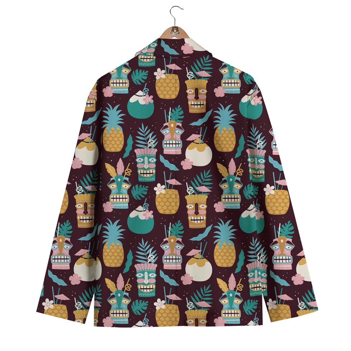 Tiki Fruit Pattern Print Men's Blazer-grizzshop