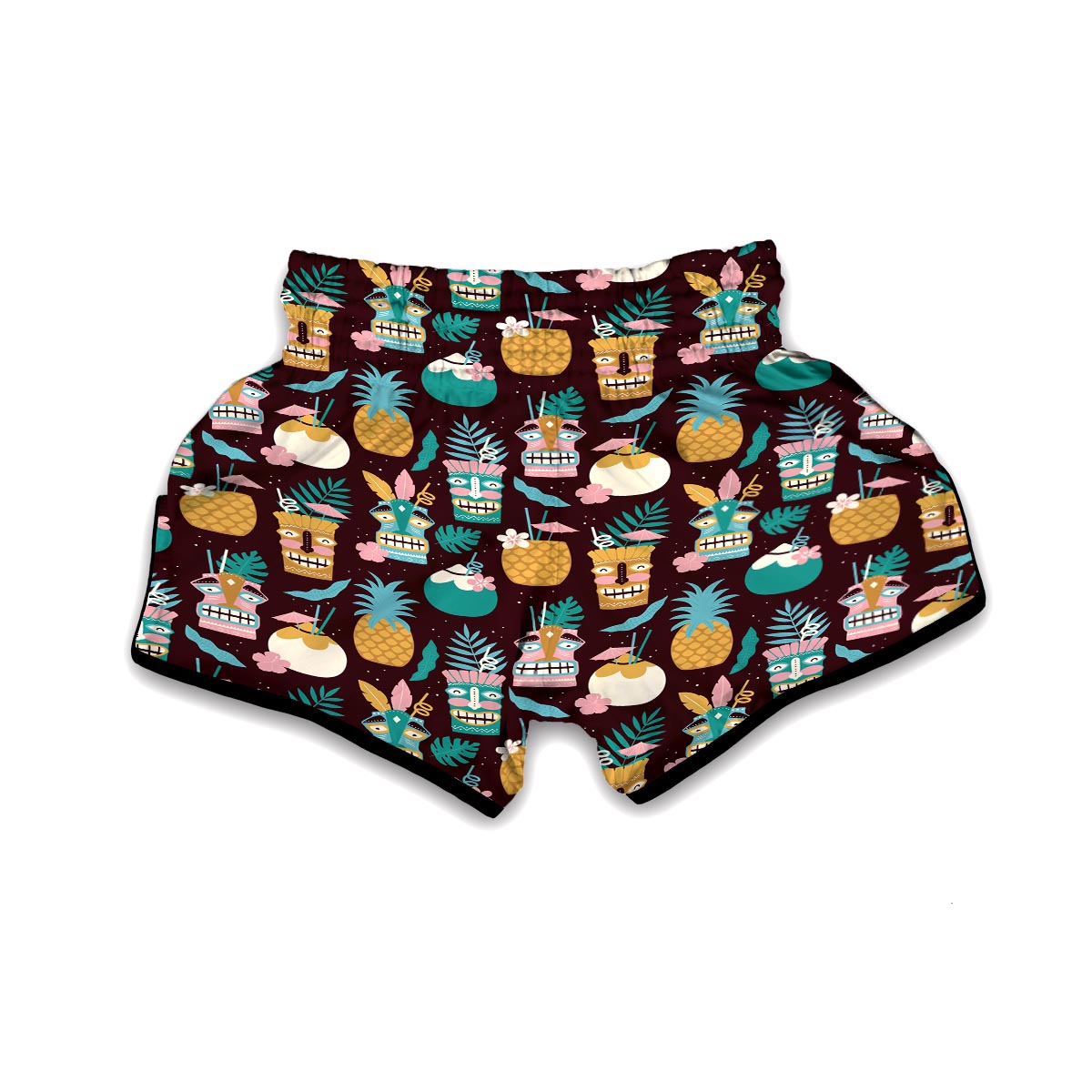 Tiki Fruit Pattern Print Muay Thai Boxing Shorts-grizzshop