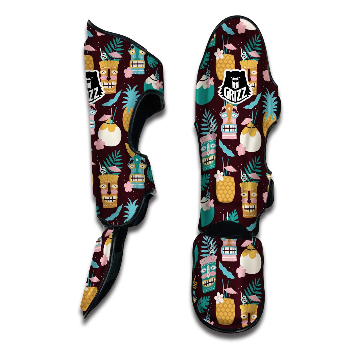 Tiki Fruit Pattern Print Muay Thai Shin Guards-grizzshop