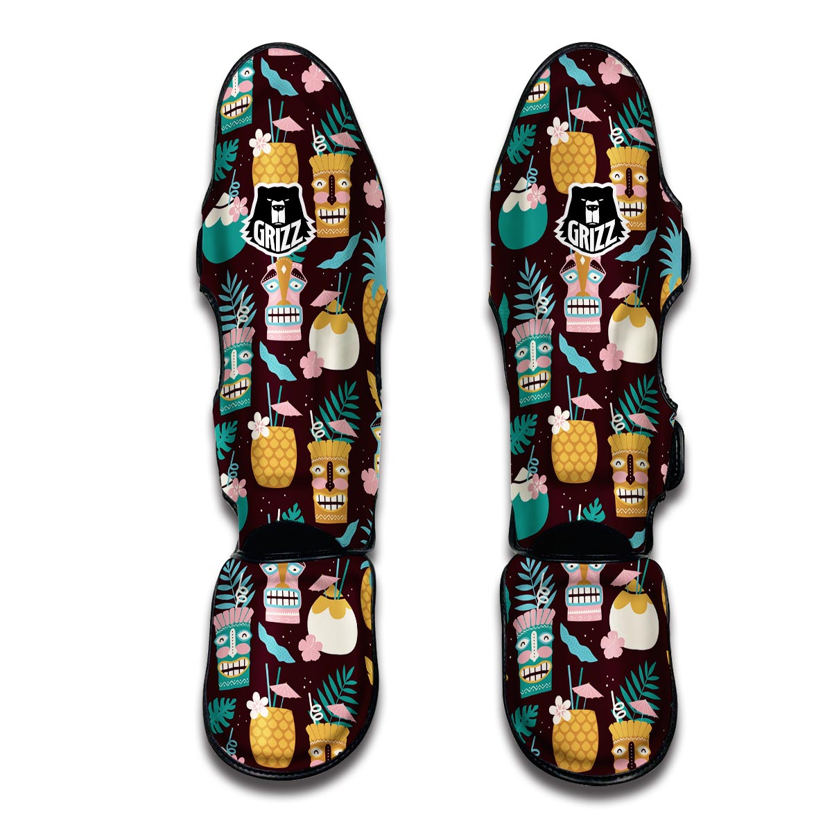 Tiki Fruit Pattern Print Muay Thai Shin Guards-grizzshop