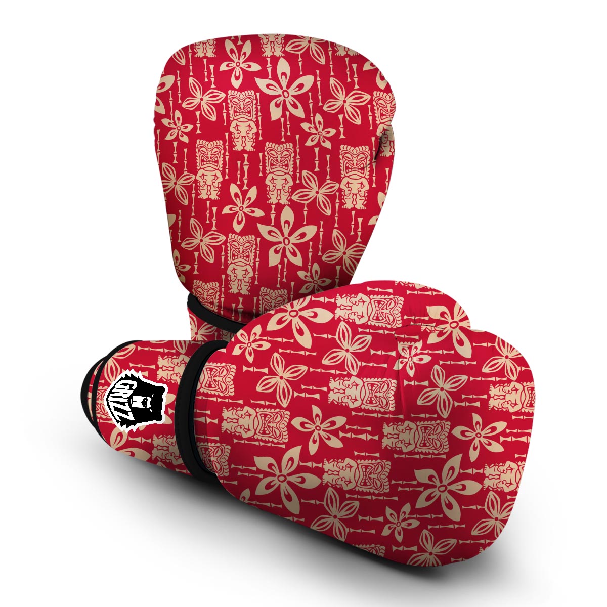 Tiki Hawaiian Pattern Print Boxing Gloves-grizzshop