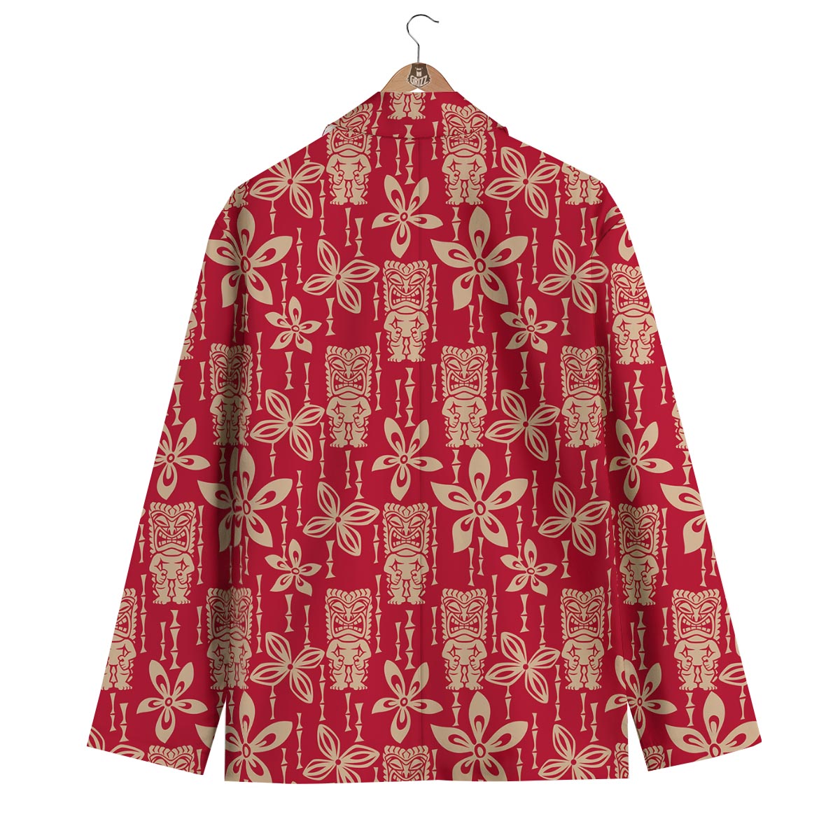 Tiki Hawaiian Pattern Print Men's Blazer-grizzshop
