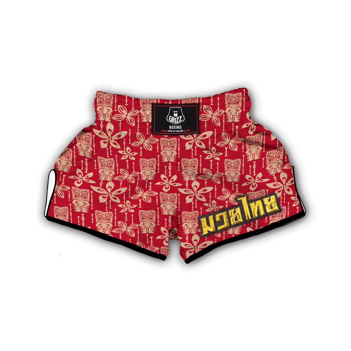 Tiki Hawaiian Pattern Print Muay Thai Boxing Shorts-grizzshop