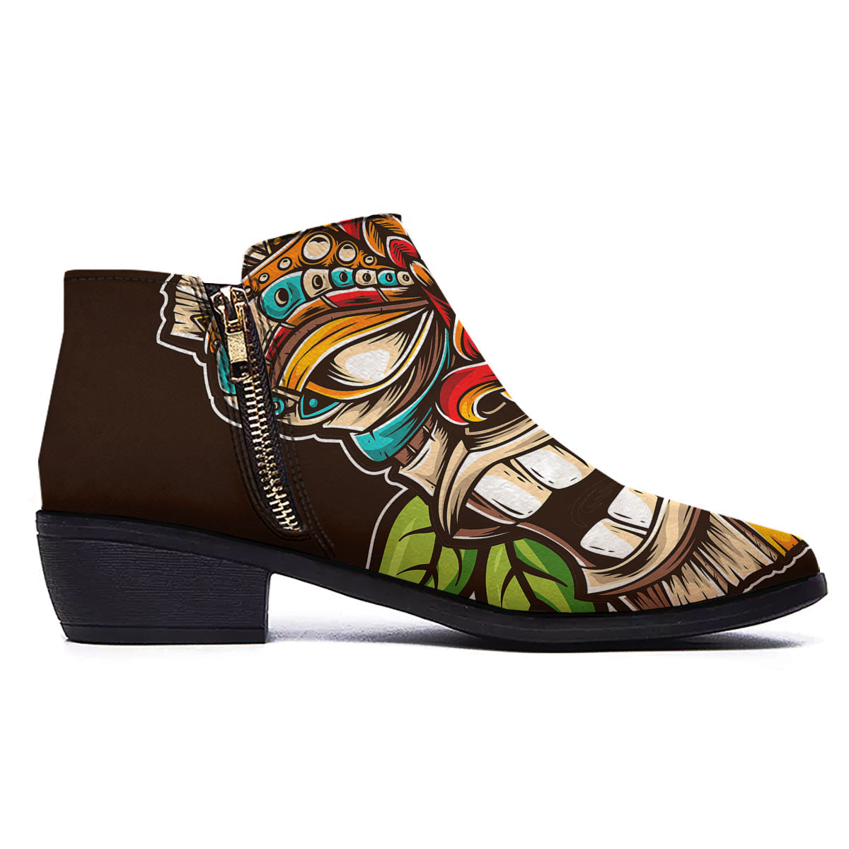 Tiki Hawaiian Print Ankle Boots-grizzshop