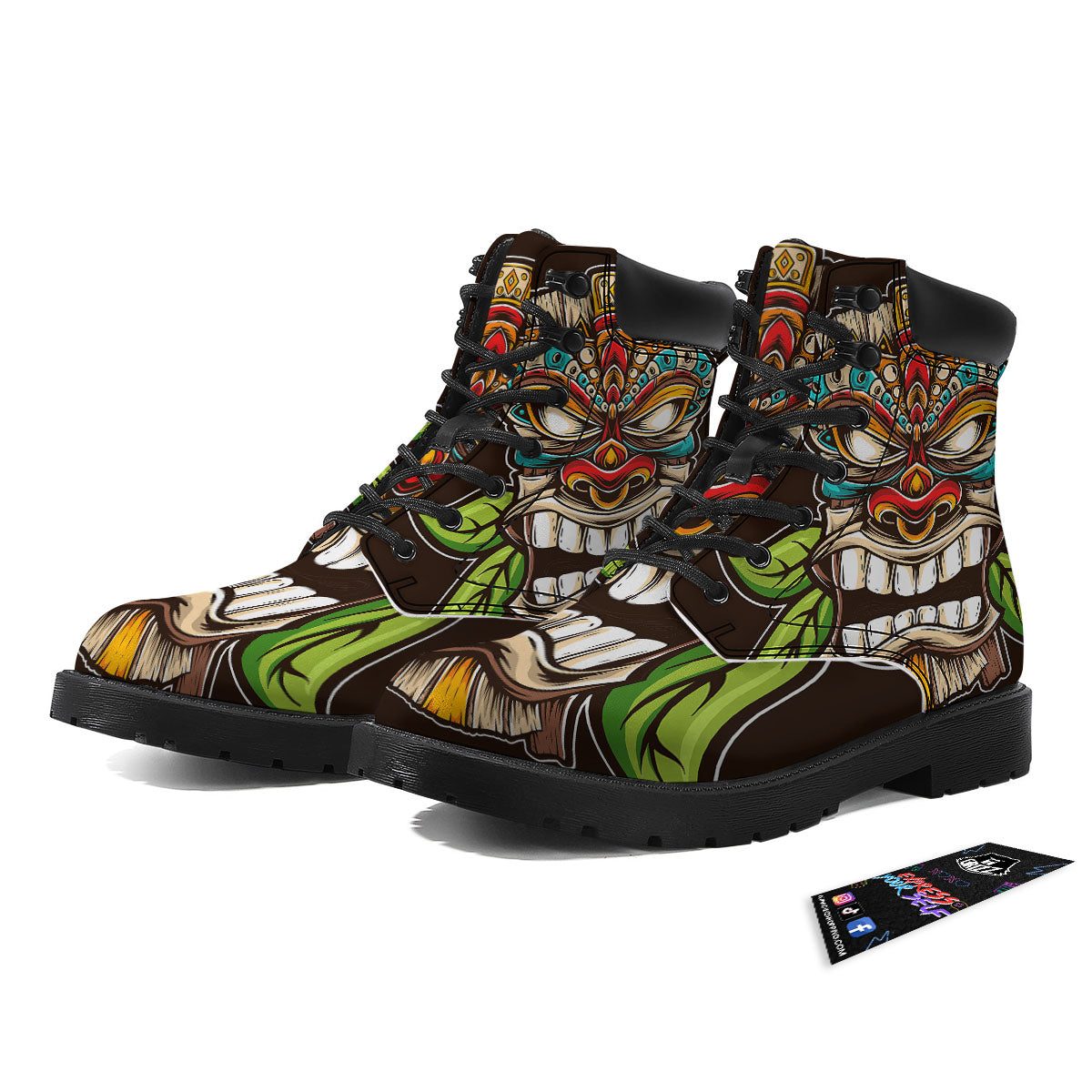 Tiki Hawaiian Print Boots-grizzshop