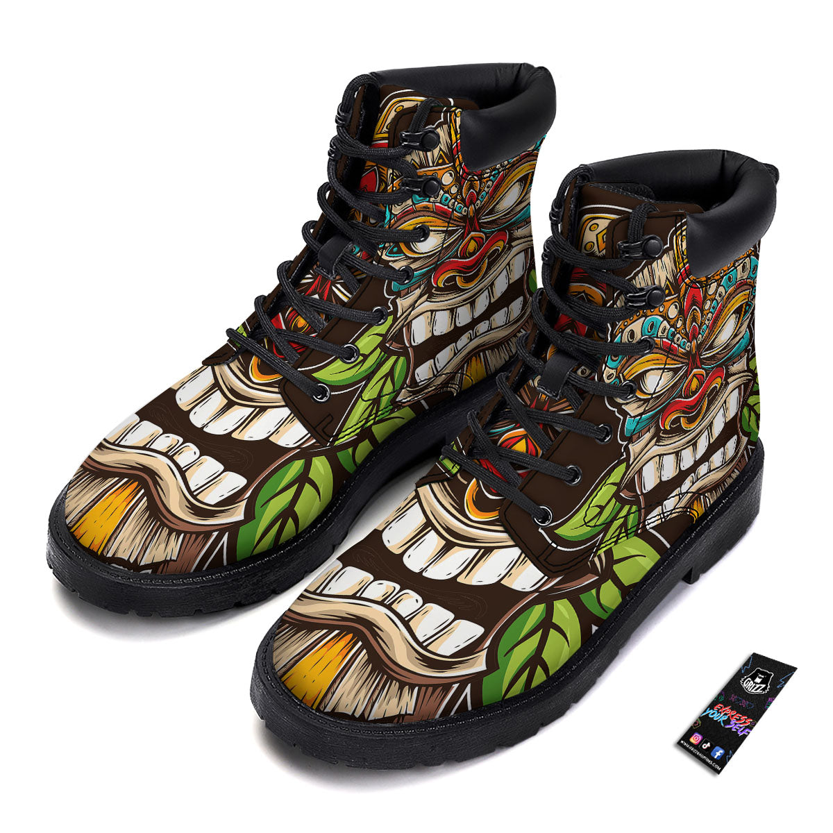 Tiki Hawaiian Print Boots-grizzshop