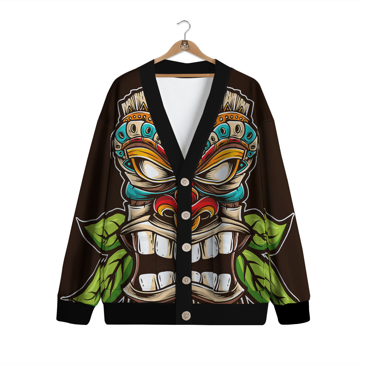 Tiki Hawaiian Print Cardigan-grizzshop