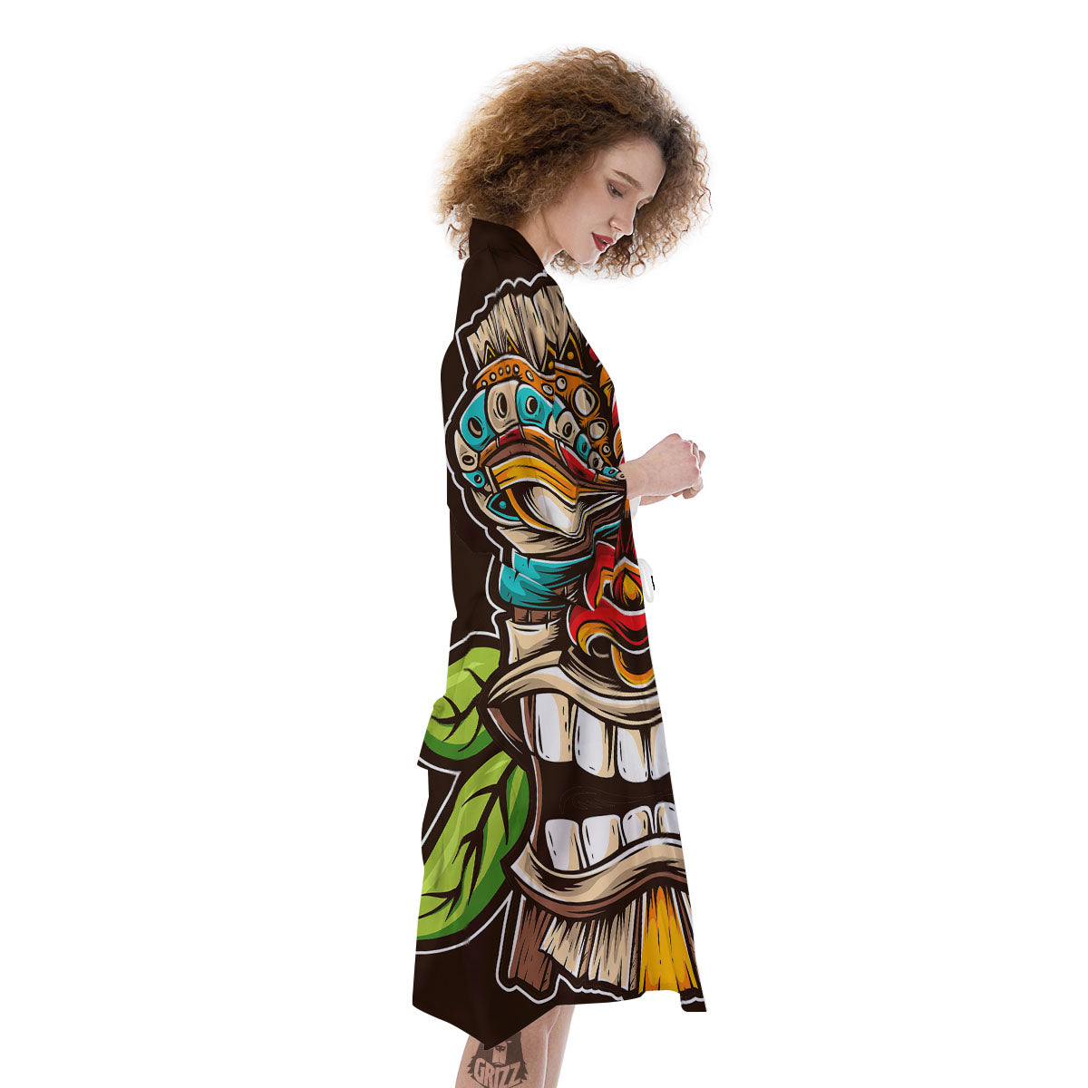Tiki Hawaiian Print Kimono-grizzshop