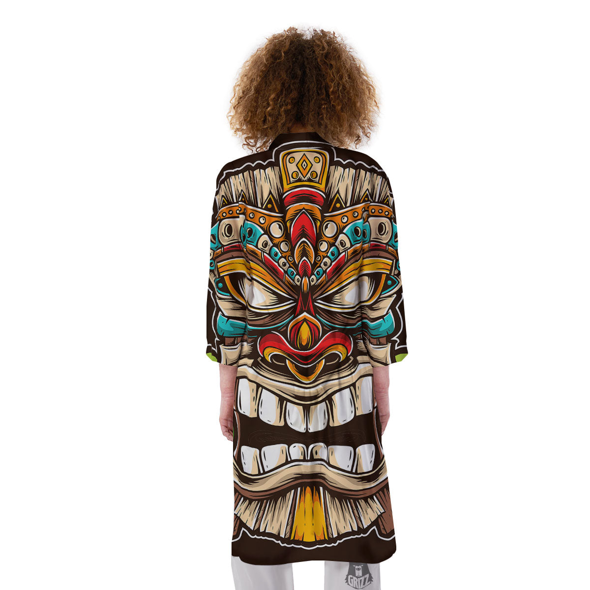 Tiki Hawaiian Print Kimono-grizzshop