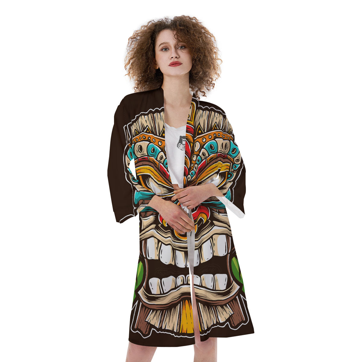Tiki Hawaiian Print Kimono-grizzshop