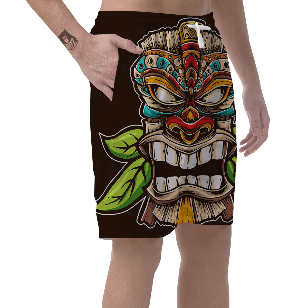 Tiki Hawaiian Print Men's Shorts-grizzshop