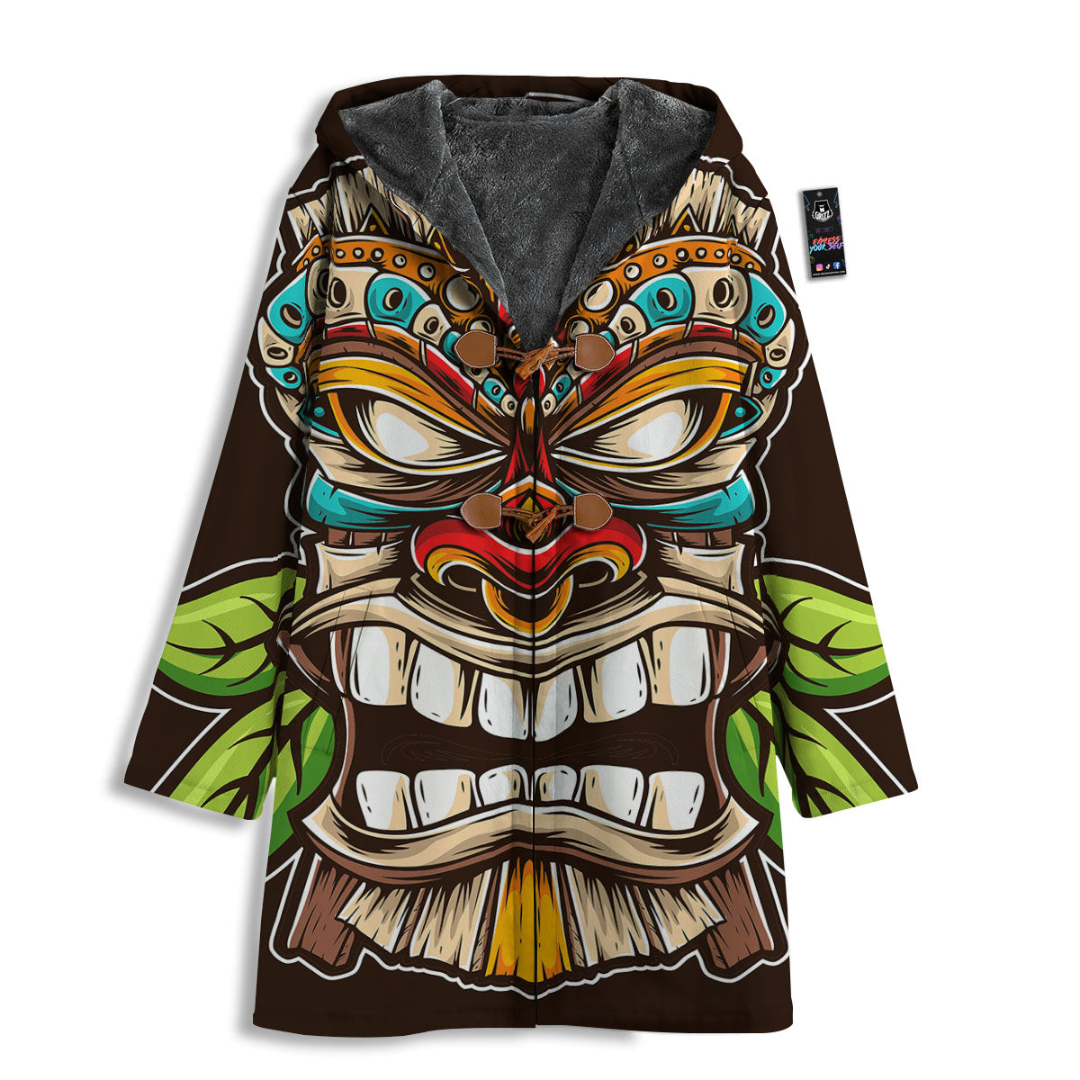 Tiki Hawaiian Print Men's Windbreaker Jacket-grizzshop