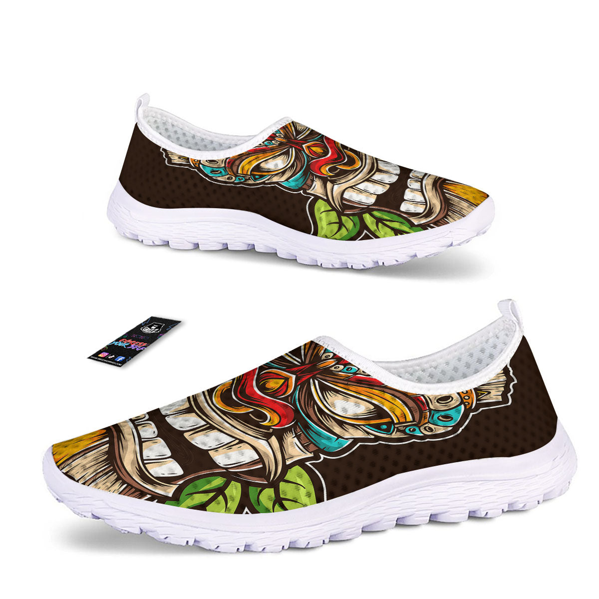 Tiki Hawaiian Print Nurse Shoes-grizzshop