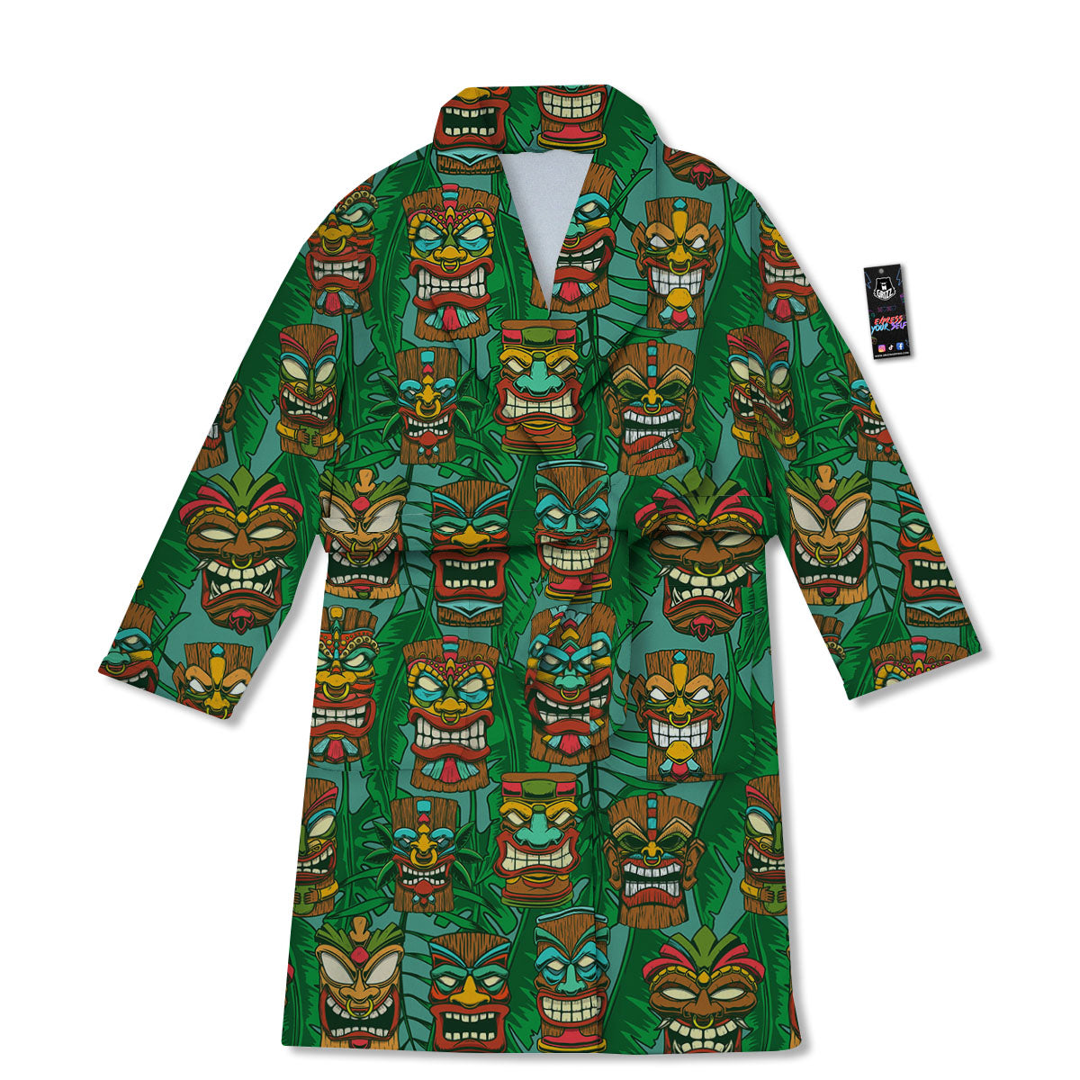 Tiki Hawaiian Print Pattern Bathrobe-grizzshop