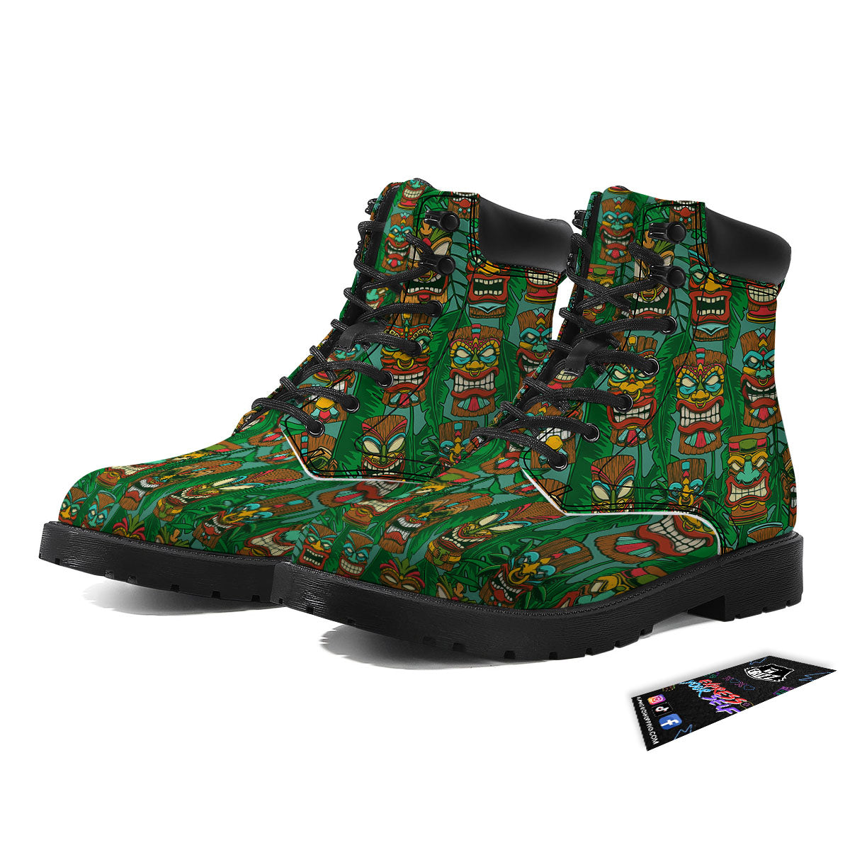 Tiki Hawaiian Print Pattern Boots-grizzshop