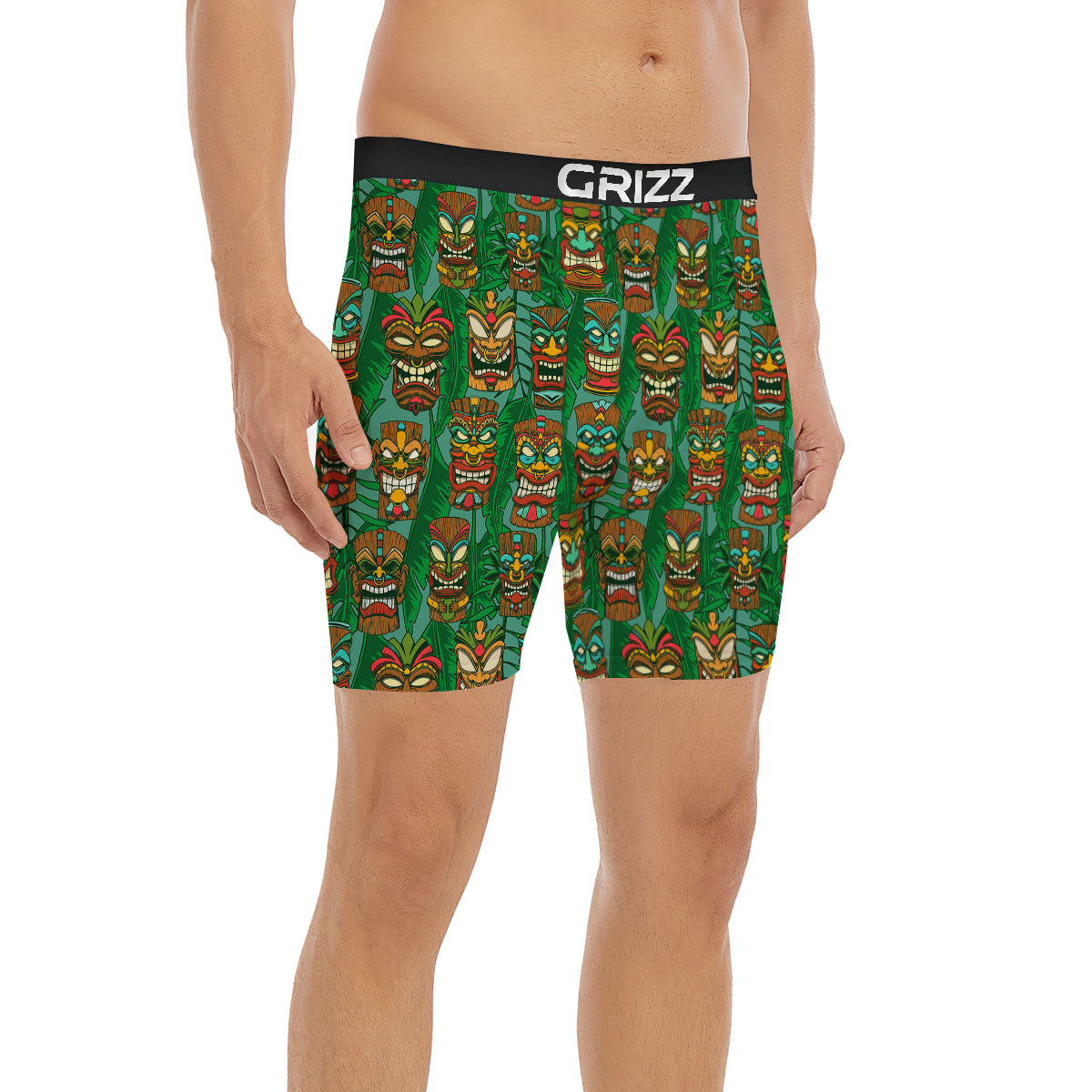 Tiki Hawaiian Print Pattern Boxer Briefs-grizzshop