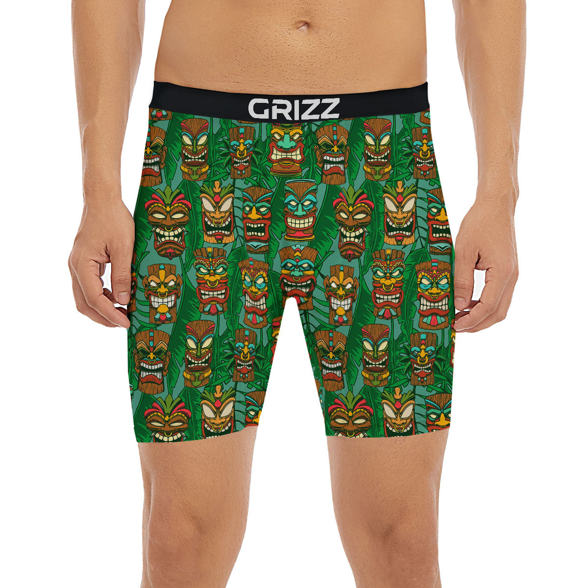 Tiki Hawaiian Print Pattern Boxer Briefs-grizzshop