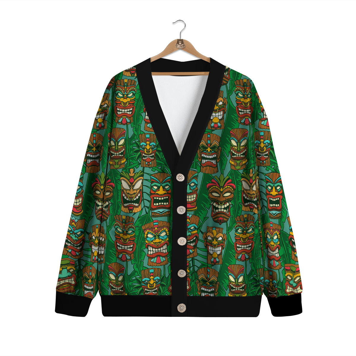 Tiki Hawaiian Print Pattern Cardigan-grizzshop