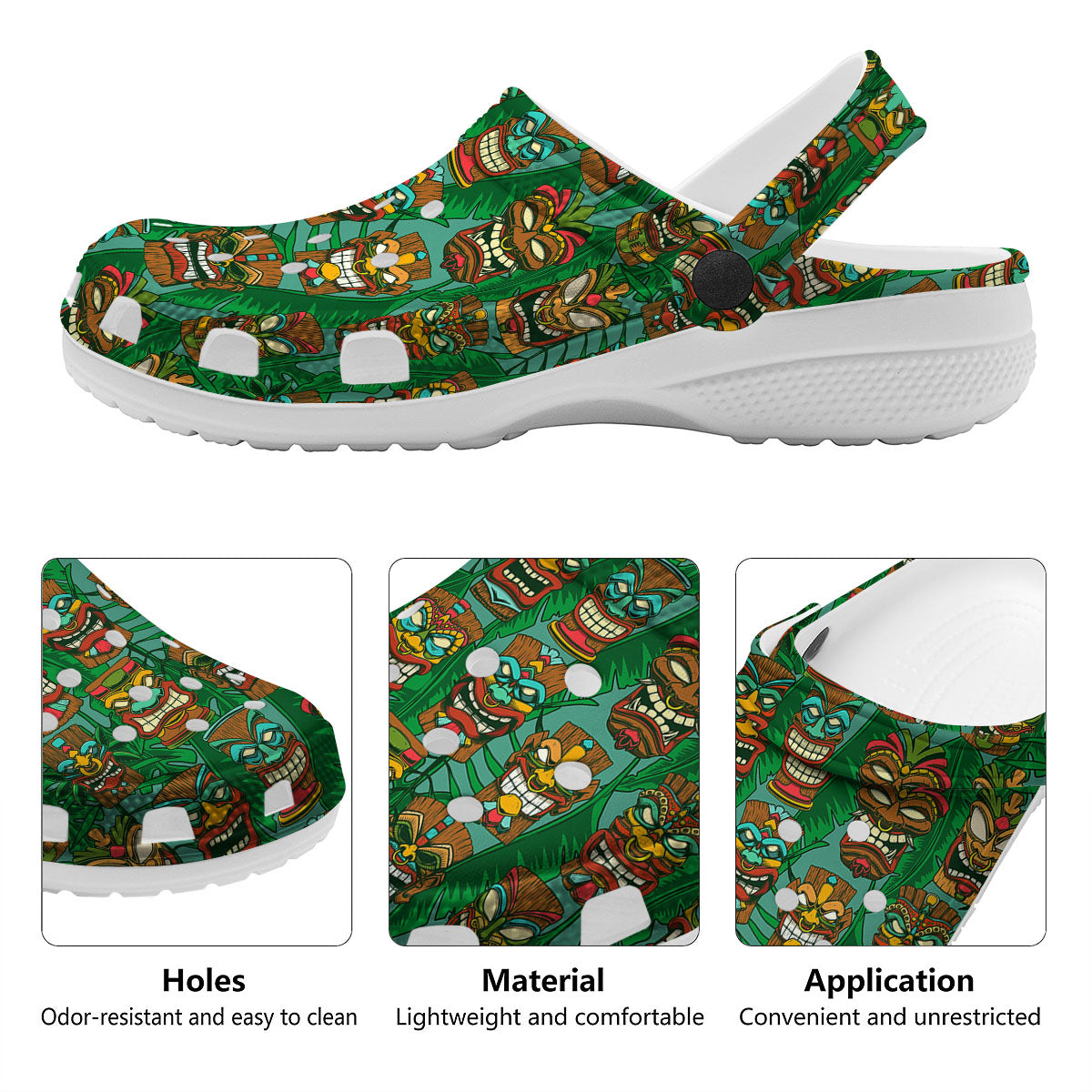 Tiki Hawaiian Print Pattern Clog-grizzshop