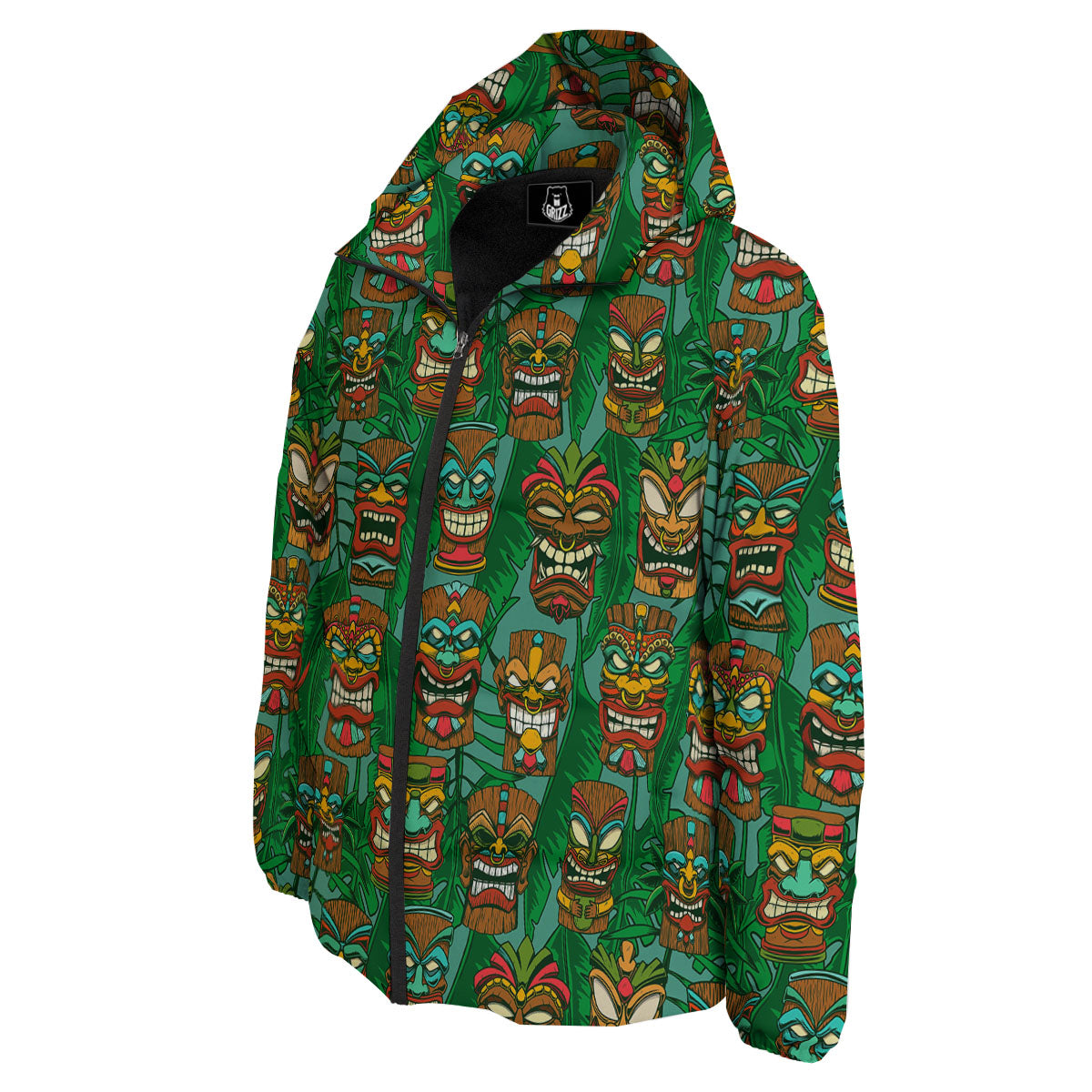 Tiki Hawaiian Print Pattern Down Jacket-grizzshop