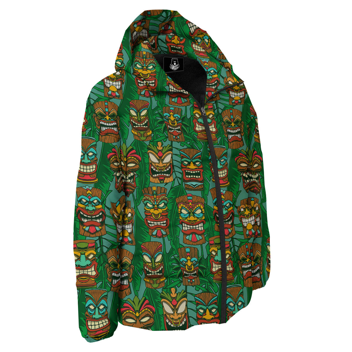 Tiki Hawaiian Print Pattern Down Jacket-grizzshop