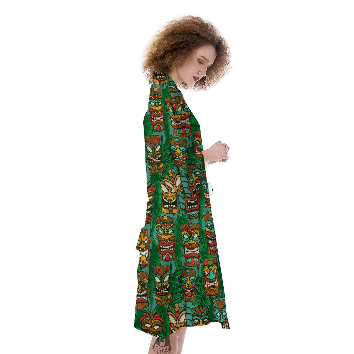 Tiki Hawaiian Print Pattern Kimono-grizzshop