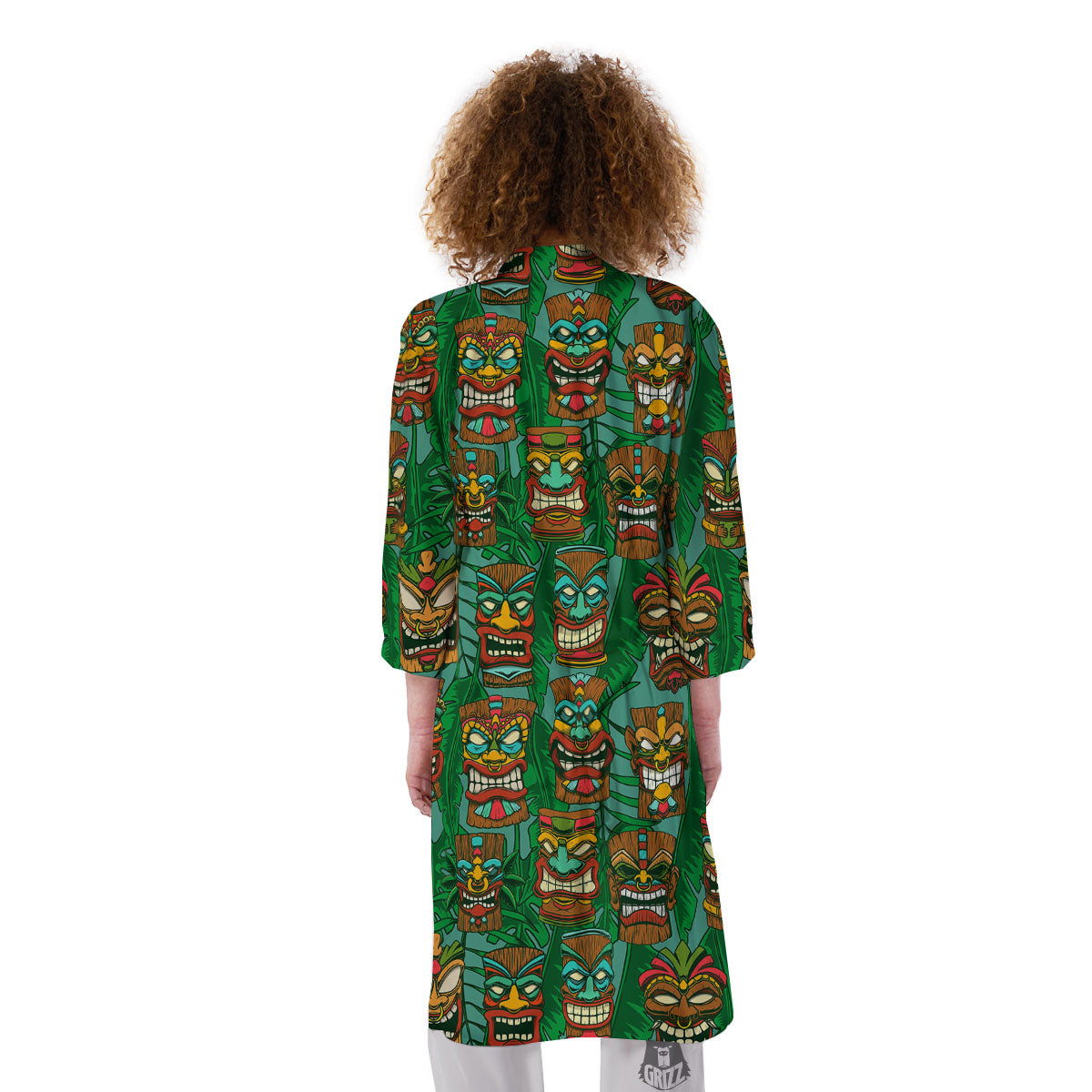 Tiki Hawaiian Print Pattern Kimono-grizzshop