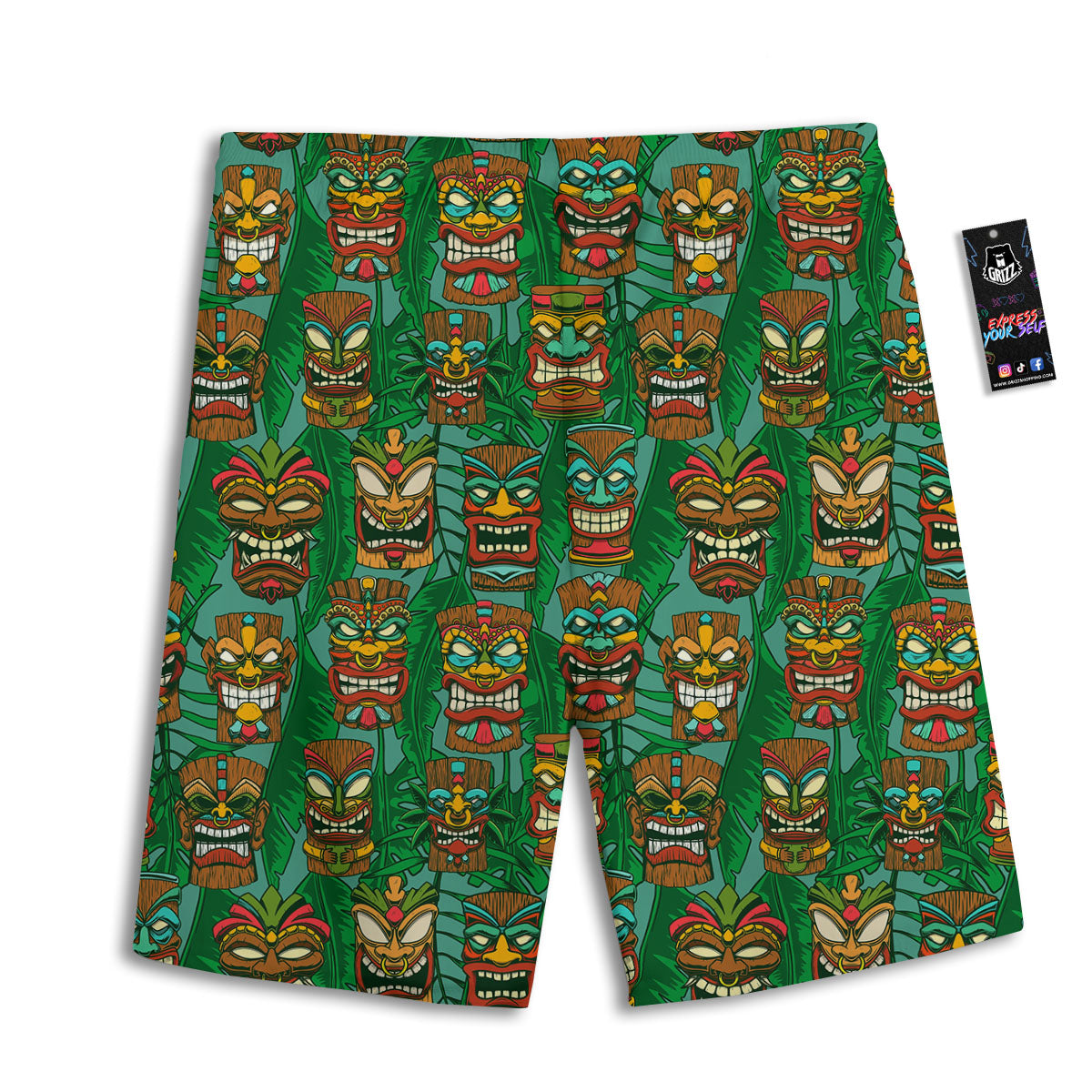 Tiki Hawaiian Print Pattern Men's Athletic Shorts