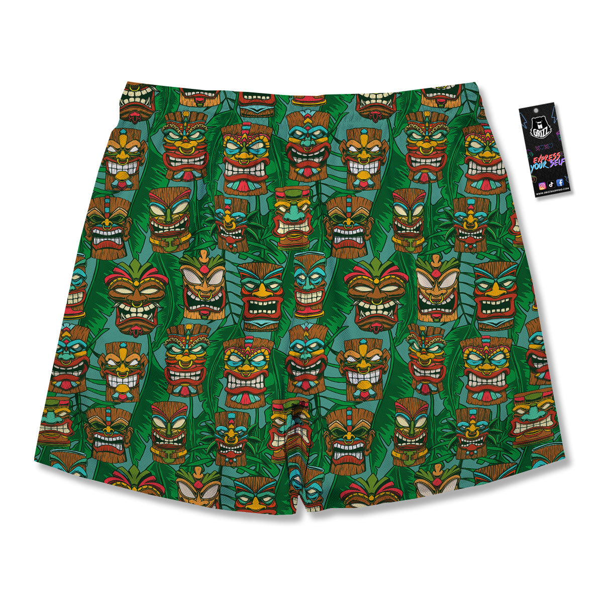 Tiki Hawaiian Print Pattern Men's Running Shorts-grizzshop
